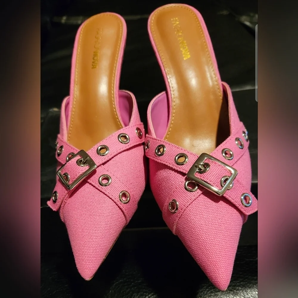 Pretty In Pink Buckle Detail Women's Shoes - Picture 1 of 9